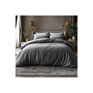 Odin 300 Tc Pamuk Saten Çift Kişilik Nevresim Seti Antrasit