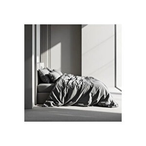 Odin 300 Tc Pamuk Saten Çift Kişilik Nevresim Seti Antrasit