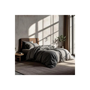 Odin 300 Tc Pamuk Saten Tek Kişilik Nevresim Seti Antrasit