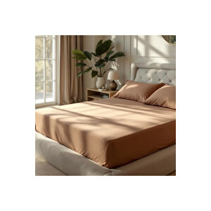 Soho 200 Tc Pamuk Perkal Çift Kişilik Lastikli Çarşaf Kahverengi