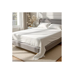 Odin 300 Tc Pamuk Saten King Size Çarşaf Beyaz