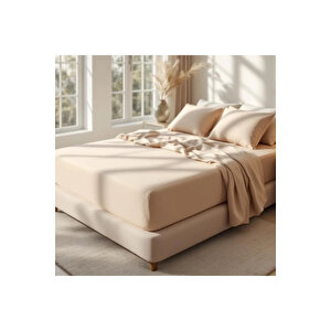 Soho 200 Tc Pamuk Perkal King Size Çarşaf Bej