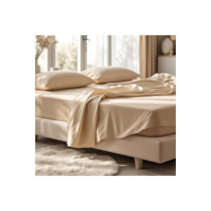 Soho 200 Tc Pamuk Perkal King Size Çarşaf Bej
