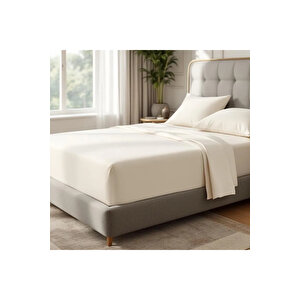 Odin 300 Tc Pamuk Saten King Size Çarşaf Ekru