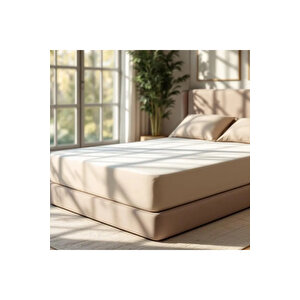 Soho 200 Tc Pamuk Perkal King Size Lastikli Çarşaf Bej