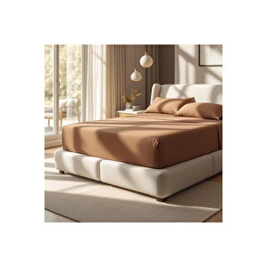 Soho 200 Tc Pamuk Perkal King Size Çarşaf Kahverengi