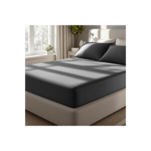 Odin 300 Tc Pamuk Saten Çift Kişilik Çarşaf Antrasit