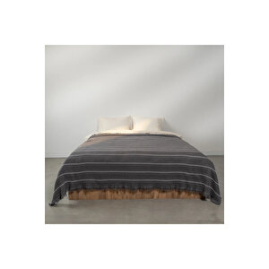 Marigold Pamuklu Çift Kişilik Yatak Örtüsü Antrasit 220*240 Cm