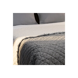 Jade Müslin Ekstra Dolgulu Çift Kişilik Yatak Örtüsü Antrasit 230x240 Cm