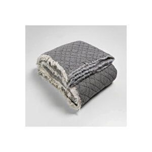 Jade Müslin Ekstra Dolgulu Çift Kişilik Yatak Örtüsü Antrasit 230x240 Cm