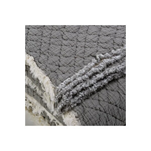 Jade Müslin Ekstra Dolgulu Çift Kişilik Yatak Örtüsü Antrasit 230x240 Cm