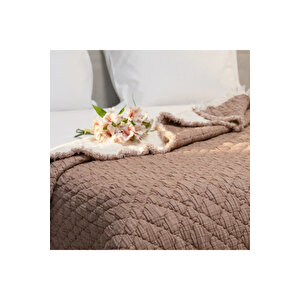 Jade Müslin Ekstra Dolgulu Çift Kişilik Yatak Örtüsü Kiremit 230x240 Cm