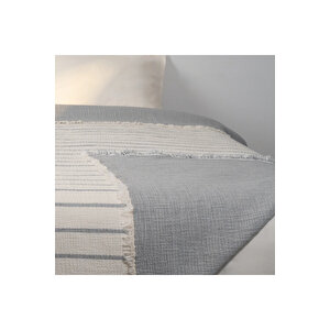 Ruby Dolgulu Müslin Çift Kişilik Yatak Örtüsü Ekru Gri 230x250 Cm