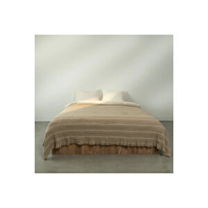 Marigold Pamuklu Çift Kişilik Yatak Örtüsü Bej 220*240 Cm