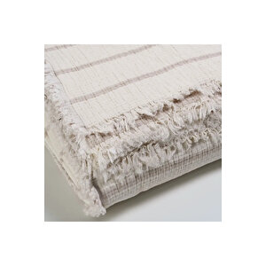 Ruby Dolgulu Müslin Çift Kişilik Yatak Örtüsü Ekru Bej 230x250 Cm