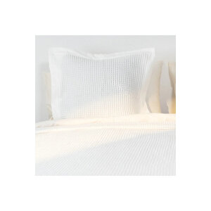 Terra Petek Dokulu Dekoratif Kırlent Beyaz 50x50 Cm