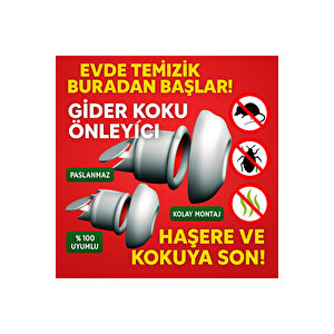 3 Adet Koku Yok! Çekvalfli Adaptör Conta Lavabo Gideri Koku Önleyici