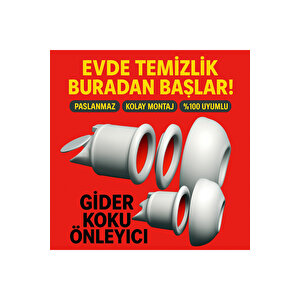 3 Adet Koku Yok! Çekvalfli Adaptör Conta Lavabo Gideri Koku Önleyici