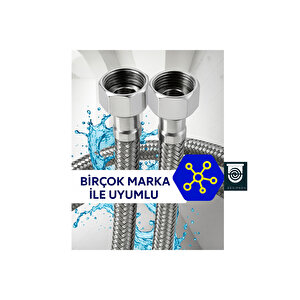 70 Cm Paslanmaz Çelik Örgülü Flex Hortum – 3/8"x3/8" Klozet & Taharet Musluğu Bağlantı Hortumu