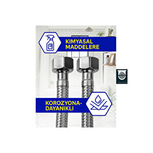 70 Cm Paslanmaz Çelik Örgülü Flex Hortum – 3/8"x3/8" Klozet & Taharet Musluğu Bağlantı Hortumu