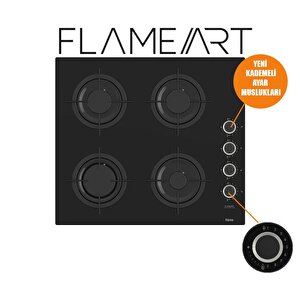 Cs205-fa Flameart Kademeli̇ Kont. Emaye Izg. Si̇yah Cam Ocak