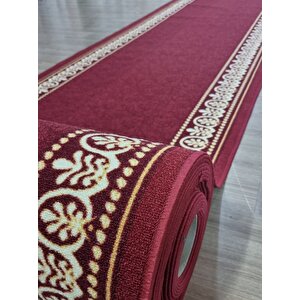 Firdevslife Varaklı Protokol Halısı Kaymaz Taban Jel Yolluk Kapı Önü Paspası 100cm Bordo 100x700 cm