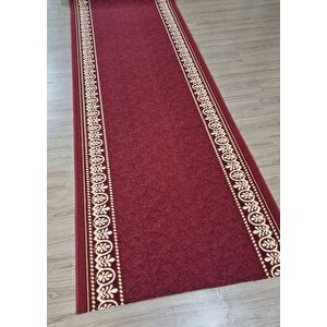 Firdevslife Varaklı Protokol Halısı Kaymaz Taban Jel Yolluk Kapı Önü Paspası 100cm Bordo