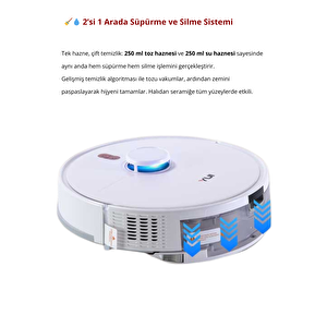 Rs16 Akıllı Robot Vacuum ve Mop Süpürge Beyaz