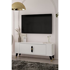 Tv1368ct Retro-32 Tv Sehpasi BEYAZ-SİYAH-ALTIN Beyaz-Siyah