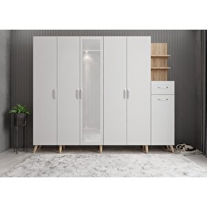 Harika 6 Kapaklı Portmanto Meşe&beyaz P.a.h_8_240cm 240 cm