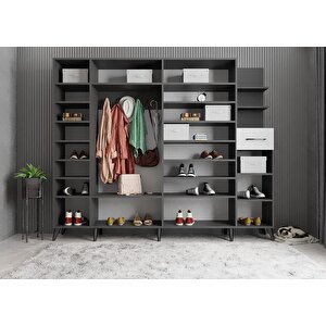 Harika 6 Kapaklı Portmanto Antrasit&beyaz P.a.h_6_210cm 210 cm