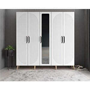 Harika Membran 5 Kapaklı Portmanto Meşe&beyaz P.b.m.b_5_200cm 200 cm