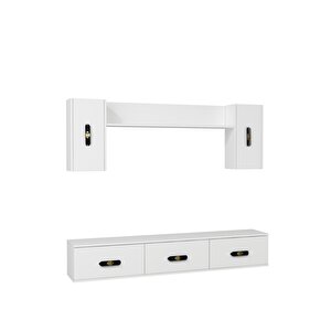 1364tv180-32ct Duvara Montaj Tv Sehpasi, Tv Üni̇tesi̇ BEYAZ-SİYAH-ALTIN