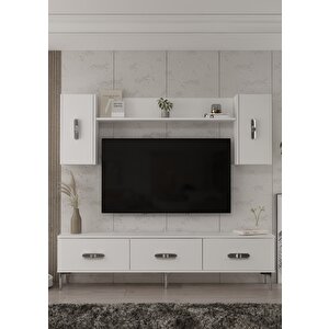 1363tv180-32ct Tv Sehpasi,tv Üni̇tesi̇ BEYAZ-GÜMÜŞ Beyaz-Gümüş