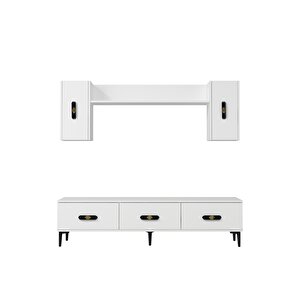 1363tv180-32ct Tv Sehpasi,tv Üni̇tesi̇ BEYAZ-SİYAH-ALTIN Beyaz-Siyah