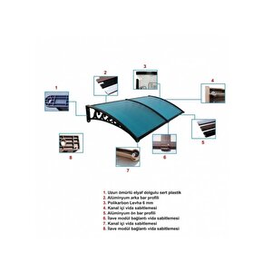 Pratik Sundurma Kapı Pencere Üstü 100x100 Cm Antrasit Gri 6 Mm Levhalı