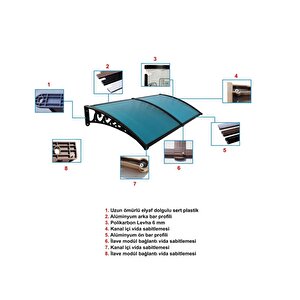 Pratik Sundurma Kapı Pencere Üstü 100x480 Cm Antrasit Bronz 6 Mm Levhalı