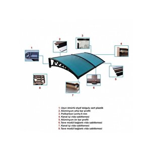 Pratik Sundurma Kapı Pencere Üstü 100x100 Cm Gri 6 Mm Levhalı