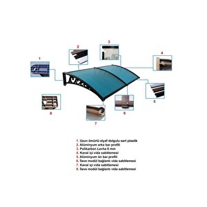 Pratik Sundurma Kapı Pencere Üstü 100x200 Cm Antrasit Gri 6 Mm Levhalı