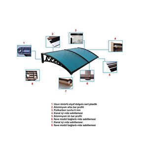 Pratik Sundurma Kapı Pencere Üstü 100x450 Cm Bronz 6 Mm Levhalı