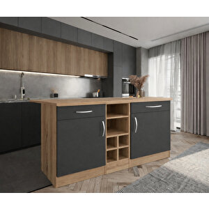 Anda 2 Çekmeceli̇ 2 Kapakli Mutfak Adasi- Çok Amaçli Dolap-hazir Mutfak Dolabi-erzak-ki̇ler  Dolabi - Antrasit-atlantikçam