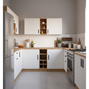 Ayza 4 Kapakli Çok Amaçli Dolap-mutfak Dolabi-mi̇krodalga-erzak-ai̇rfryer-ki̇ler  Dolabi-kahve Köşesi̇ - Beyaz - Atlantikçam