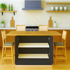 Swan Mutfak Adası - Alt Modül - 2 Kapaklı - 140 Cm - Tezgah Dahil - Antrasit