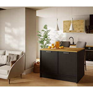 Bitter Mutfak Adası Alt Modül 120 Cm Antrasit Tezgah Dahil
