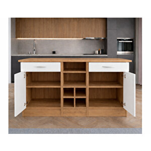 Anda 2 Çekmeceli̇ 2 Kapakli Mutfak Adasi- Çok Amaçli Dolap-hazir Mutfak Dolabi-erzak-ki̇ler  Dolabi - Atlantikçam-beyaz