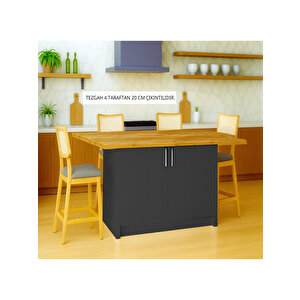 Savan Mutfak Adası - Alt Modül - 2 Kapaklı - 160 Cm - Tezgah Dahil - Antrasit