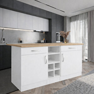 Anda 2 Çekmeceli̇ 2 Kapakli Mutfak Adasi- Çok Amaçli Dolap-hazir Mutfak Dolabi-erzak-ki̇ler  Dolabi - Beyaz-atlantikçam