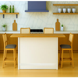 Savan Mutfak Adası - Alt Modül - 2 Kapaklı - 160 Cm - Tezgah Dahil - Beyaz