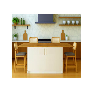 Savan Mutfak Adası - Alt Modül - 2 Kapaklı - 160 Cm - Tezgah Dahil - Beyaz