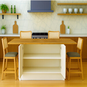 Savan Mutfak Adası - Alt Modül - 2 Kapaklı - 160 Cm - Tezgah Dahil - Beyaz